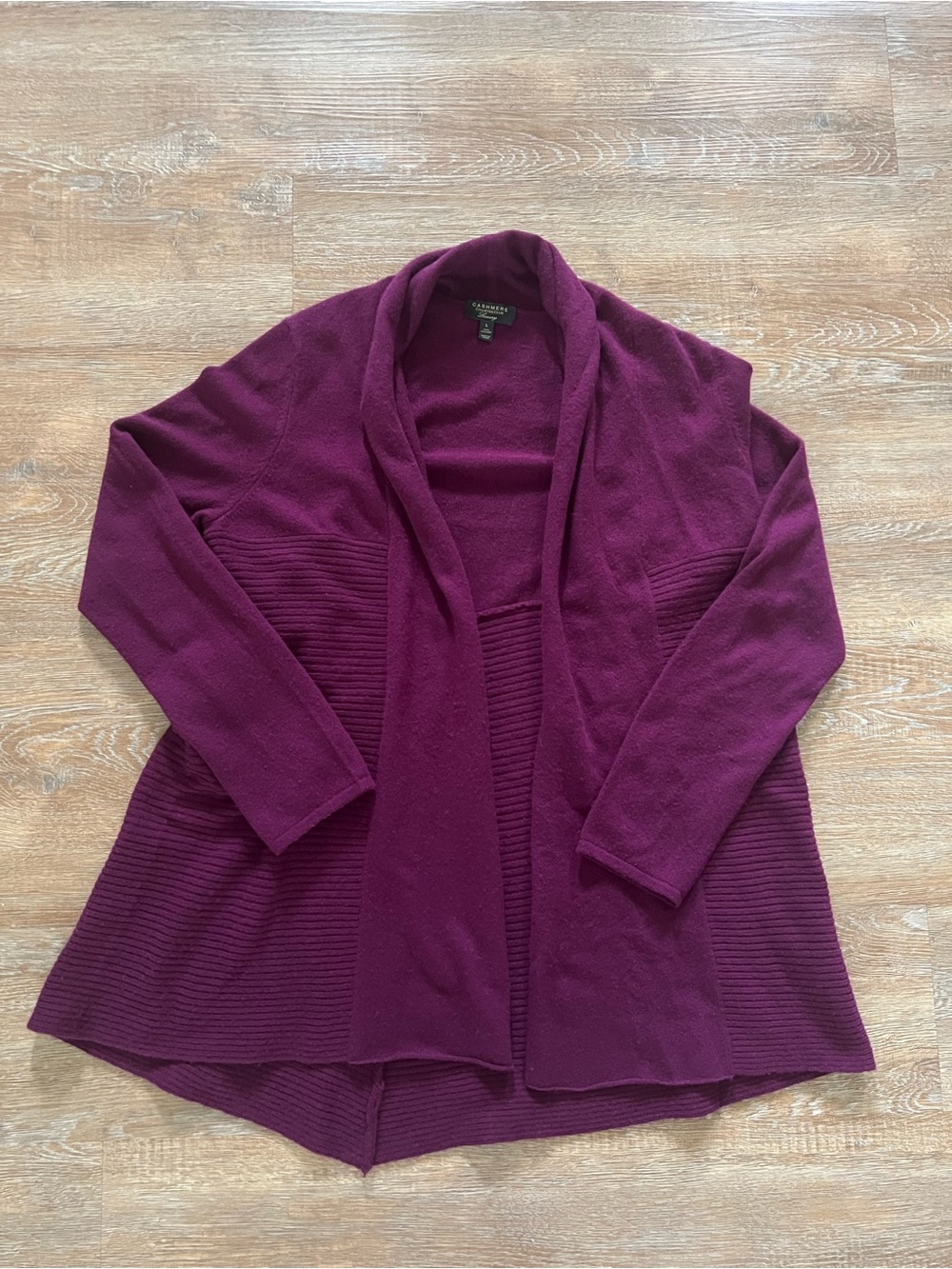 Charter Club Luxury 100% Cashmere Open Front Cardigan | Purple | Large